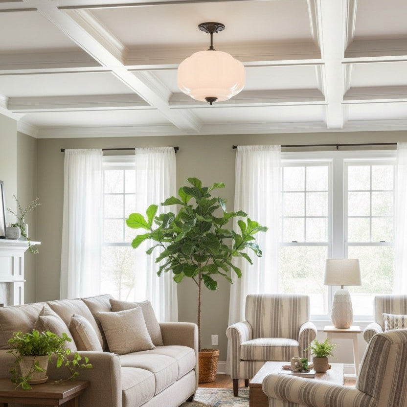Ella Scallop Milk Glass Flush Mount Light