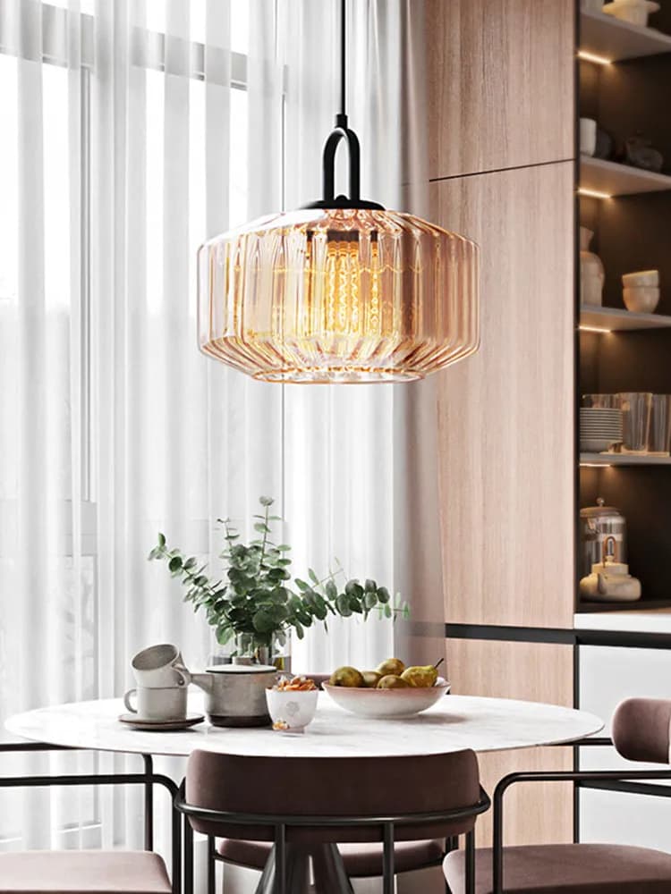 Riva Ribbed Glass Vintage Pendant Light