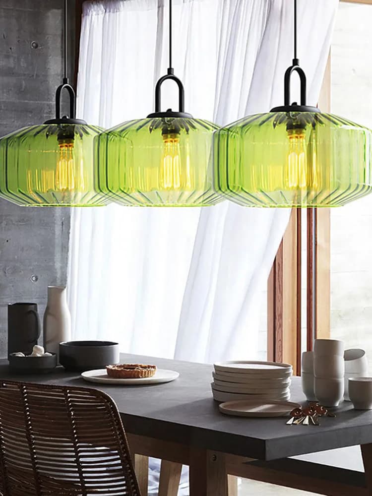 Riva Ribbed Glass Vintage Pendant Light