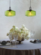 Riva Ribbed Glass Vintage Pendant Light