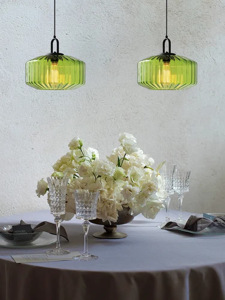 Riva Ribbed Glass Vintage Pendant Light