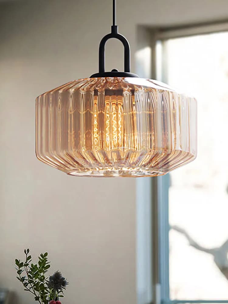 Riva Ribbed Glass Vintage Pendant Light