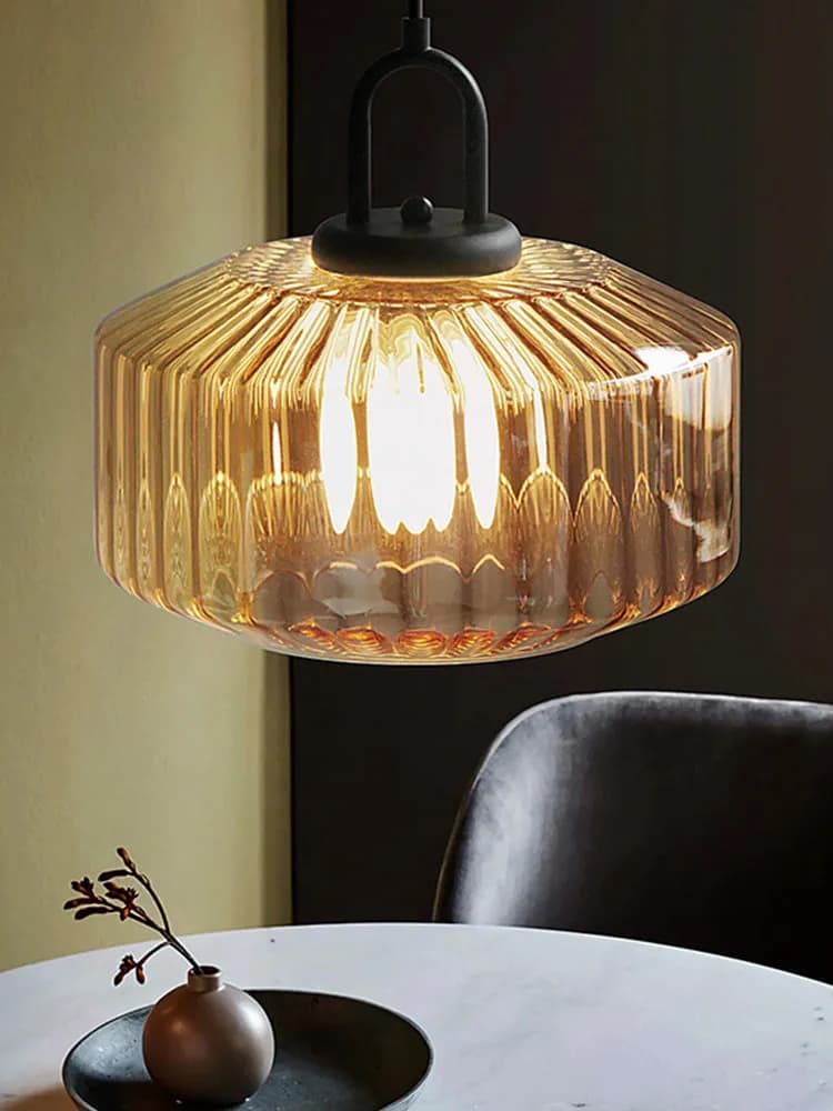 Riva Ribbed Glass Vintage Pendant Light