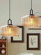 Riva Ribbed Glass Vintage Pendant Light