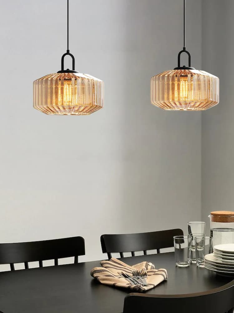 Riva Ribbed Glass Vintage Pendant Light