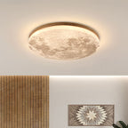 Sable Wood Flush Ceiling Light with Solid Trim, close-up view