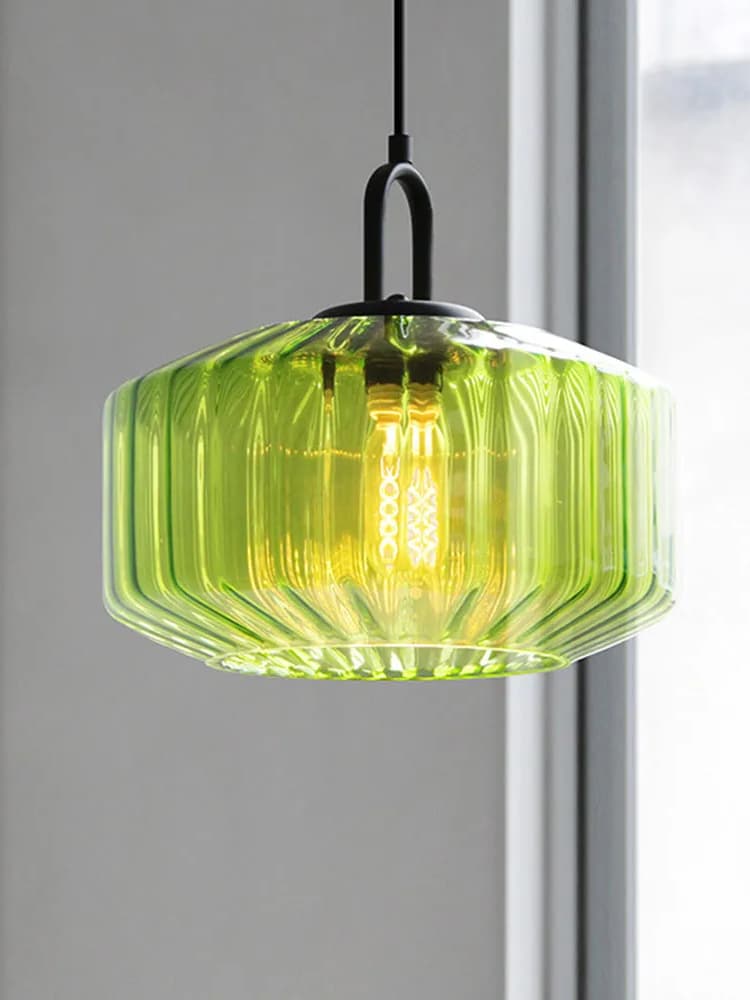 Riva Ribbed Glass Vintage Pendant Light