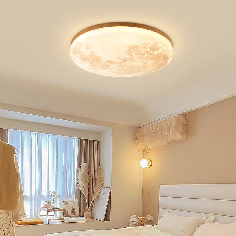 Sable Wood Flush Ceiling Light with Solid Trim