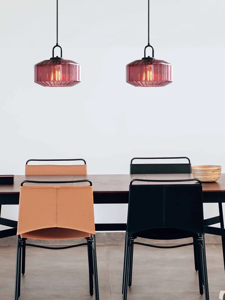 Riva Ribbed Glass Vintage Pendant Light