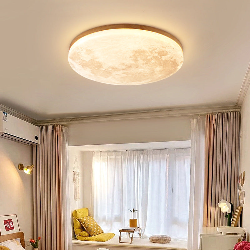 Sable Wood Flush Ceiling Light with Solid Trim, detail view