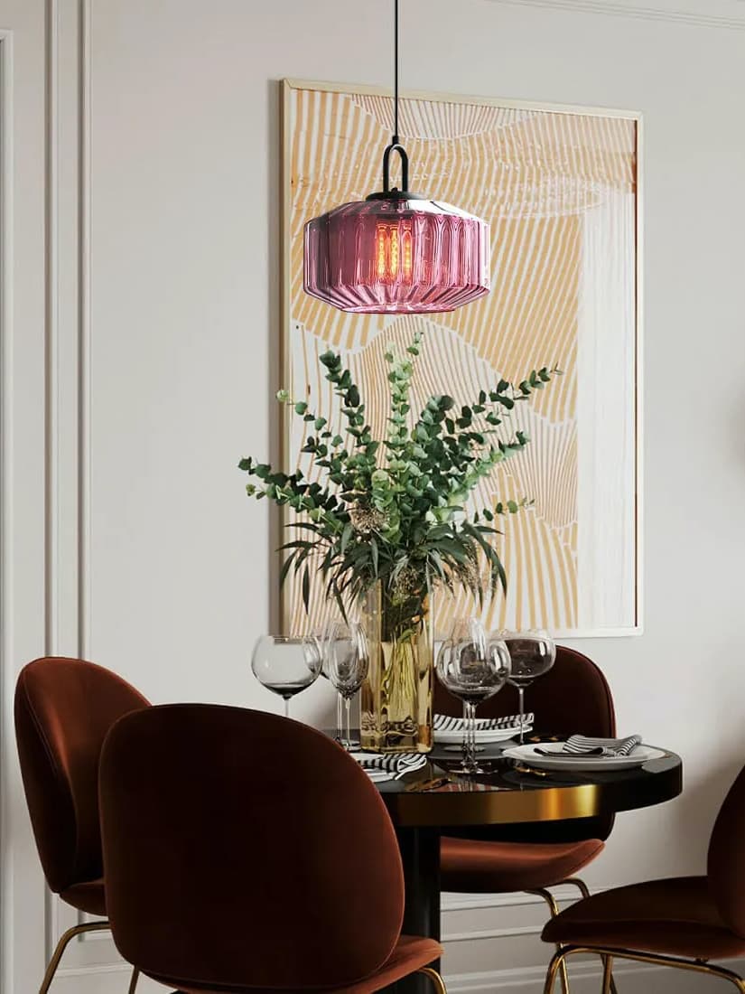 Riva Ribbed Glass Vintage Pendant Light
