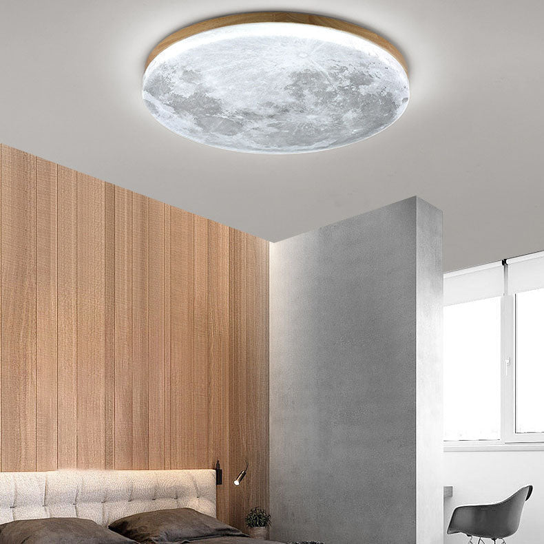 Sable Wood Flush Ceiling Light with Solid Trim