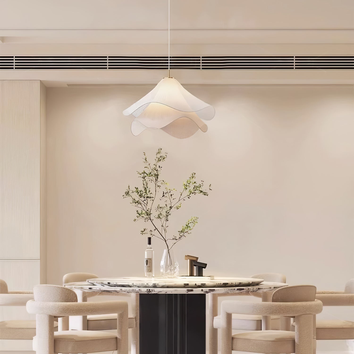 Aria Ethereal Bloom Floral Fabric Pendant Light