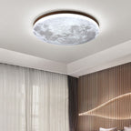 Sable Wood Flush Ceiling Light with Solid Trim, lifestyle setting