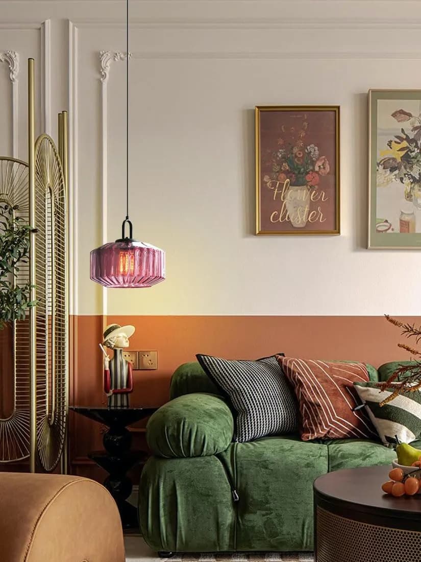 Riva Ribbed Glass Vintage Pendant Light