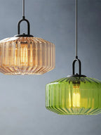 Riva Ribbed Glass Vintage Pendant Light