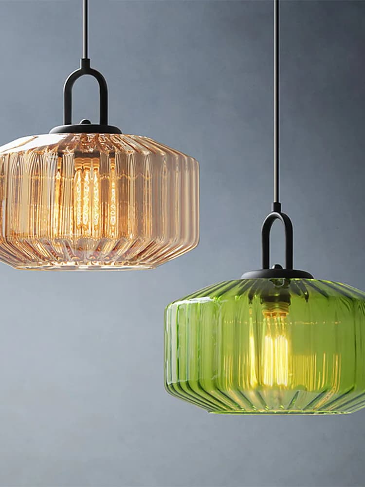 Riva Ribbed Glass Vintage Pendant Light
