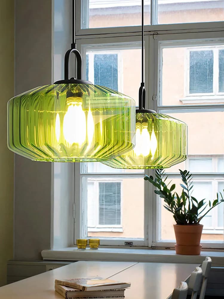 Riva Ribbed Glass Vintage Pendant Light