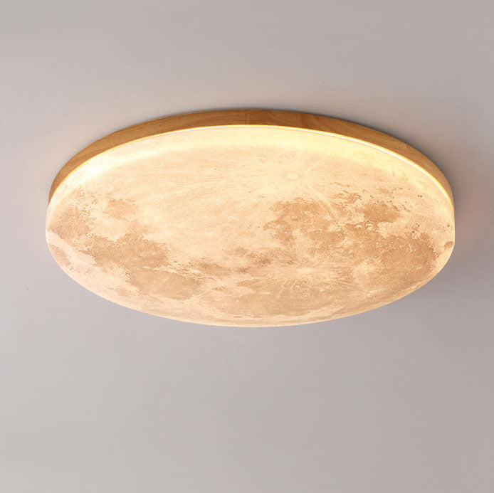 Sable Wood Flush Ceiling Light with Solid Trim