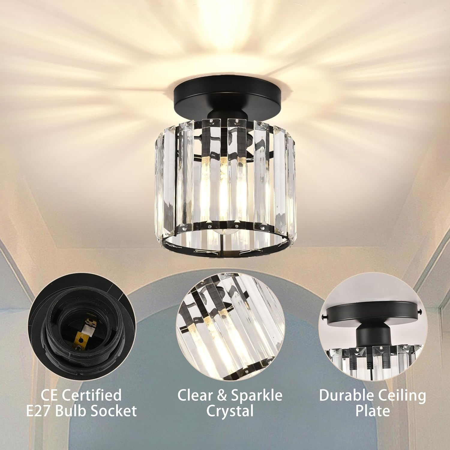 Lara Modern Crystal Flush Mount Ceiling Light