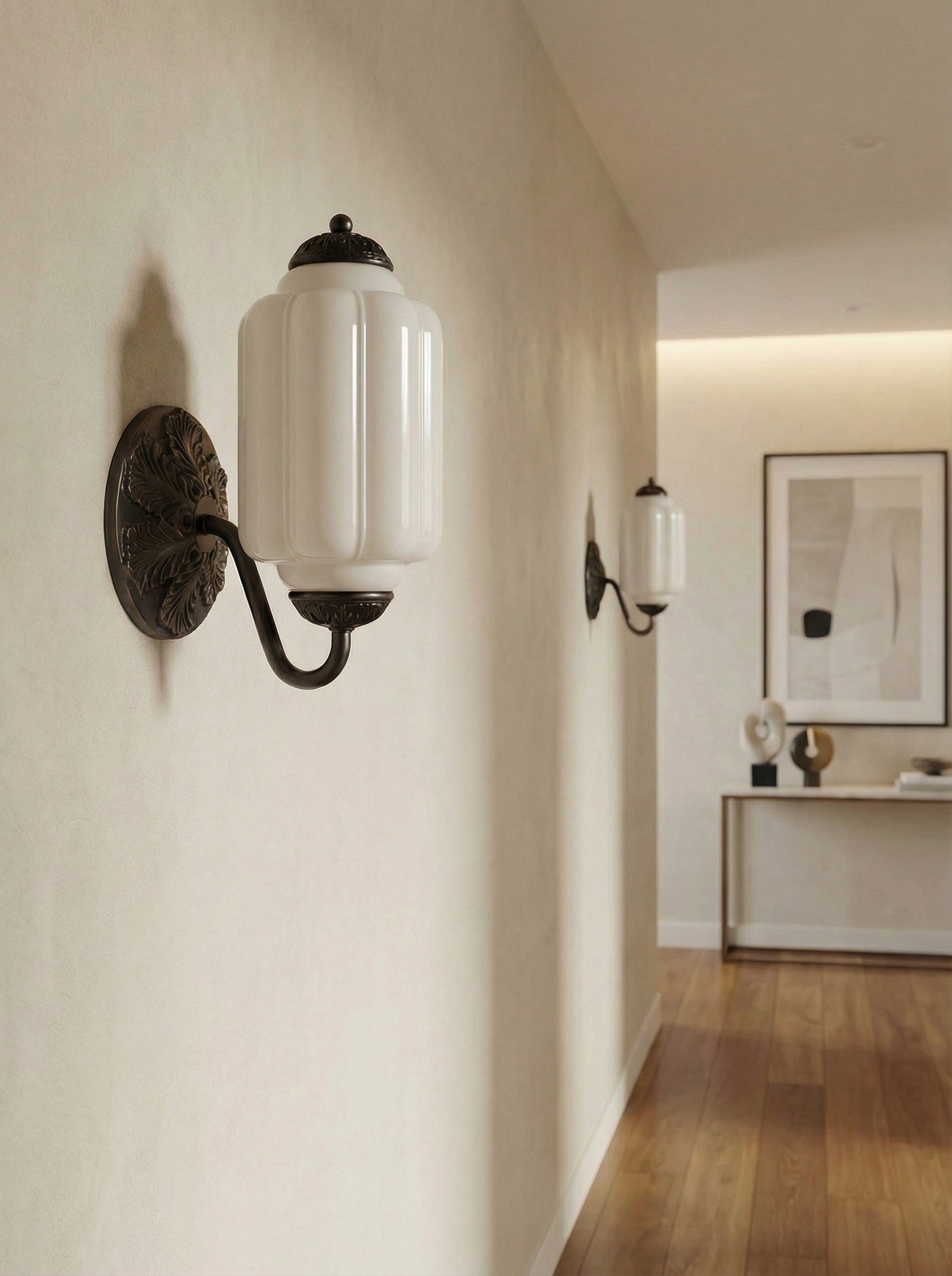 Ella Vintage Milk Glass Wall Sconce