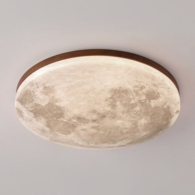 Sable Wood Flush Ceiling Light with Solid Trim