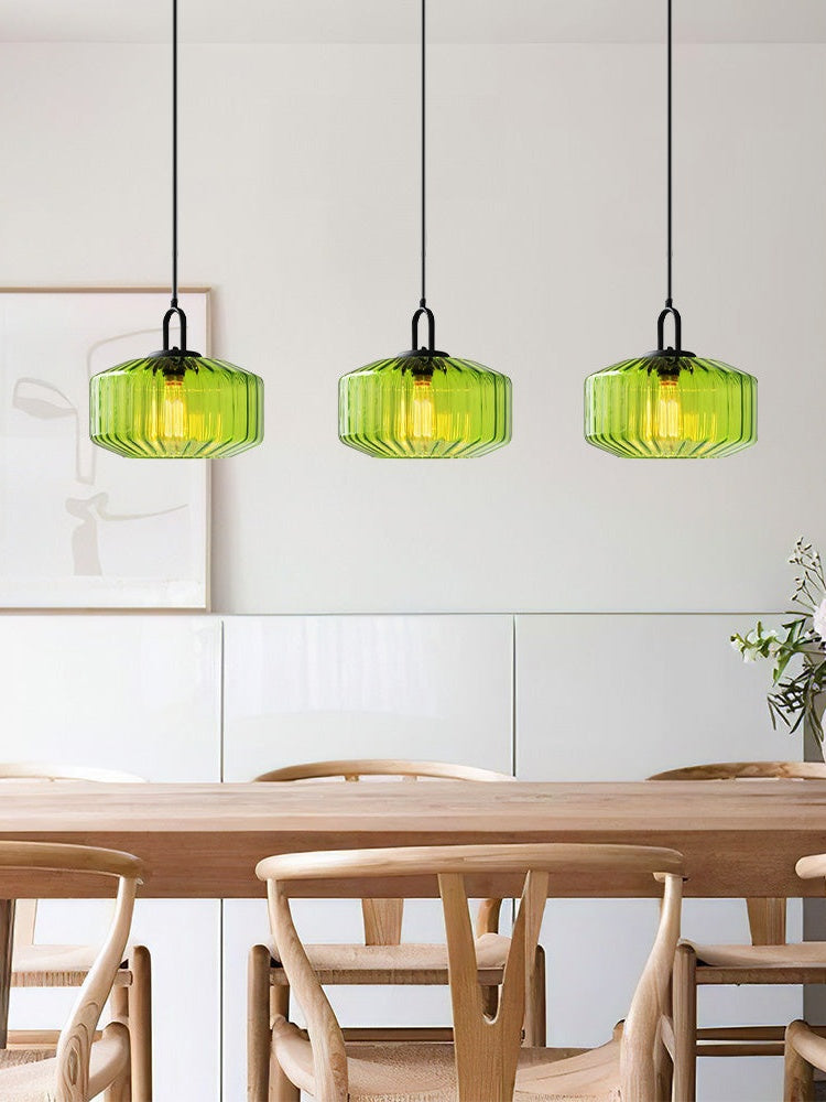 Riva Ribbed Glass Vintage Pendant Light