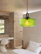 Riva Ribbed Glass Vintage Pendant Light