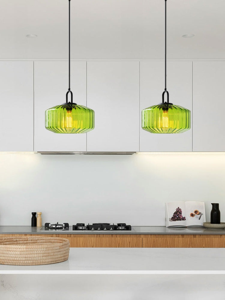 Riva Ribbed Glass Vintage Pendant Light