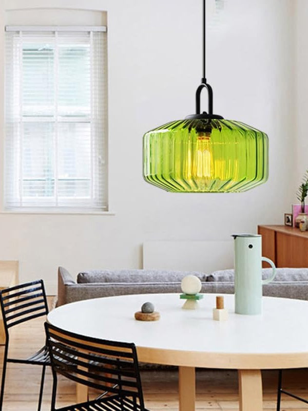Riva Ribbed Glass Vintage Pendant Light