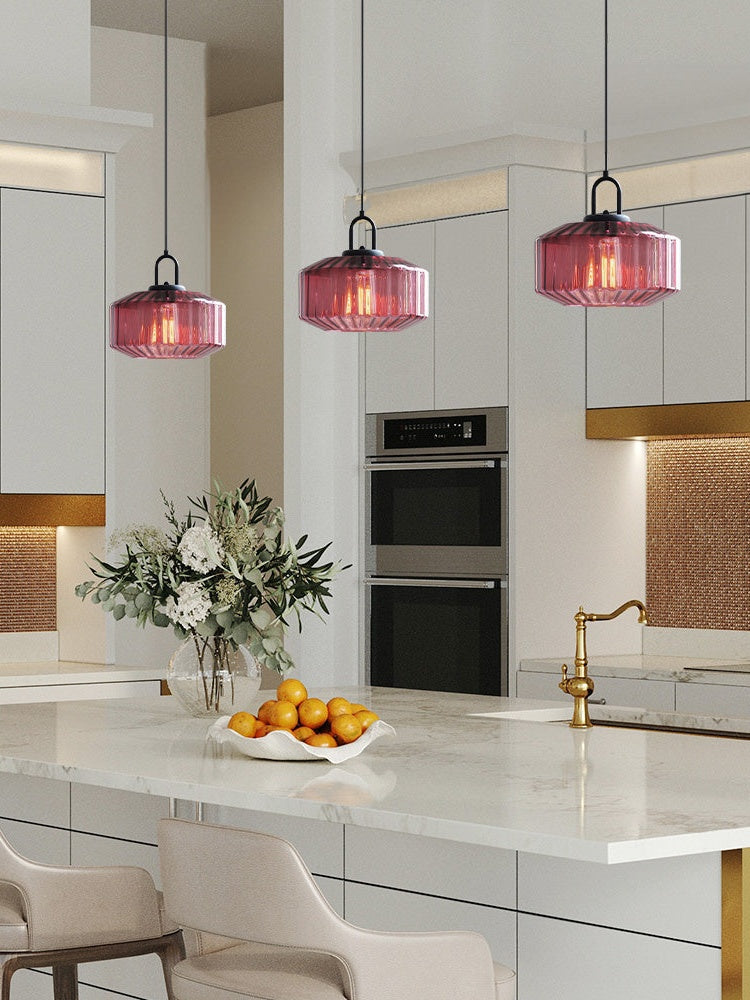 Riva Ribbed Glass Vintage Pendant Light