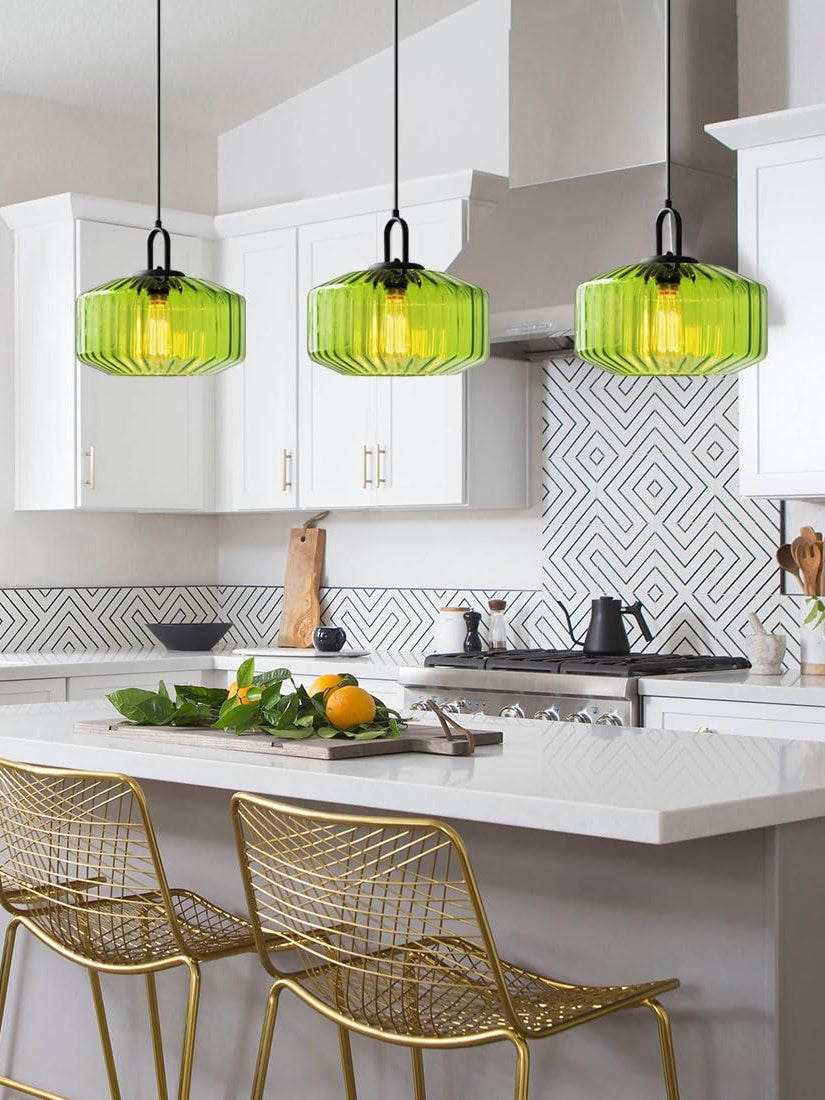 Riva Ribbed Glass Vintage Pendant Light