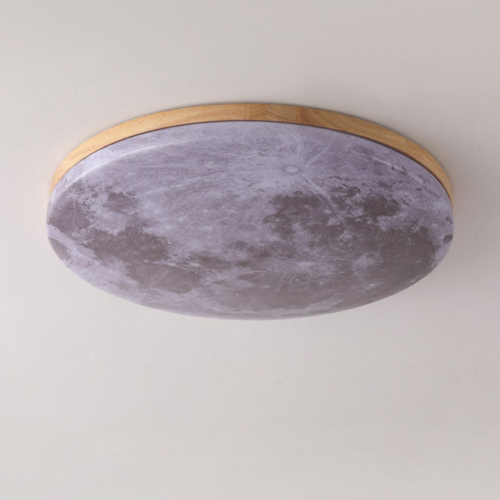 Sable Wood Flush Ceiling Light with Solid Trim