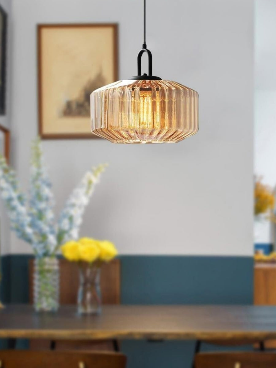 Riva Ribbed Glass Vintage Pendant Light