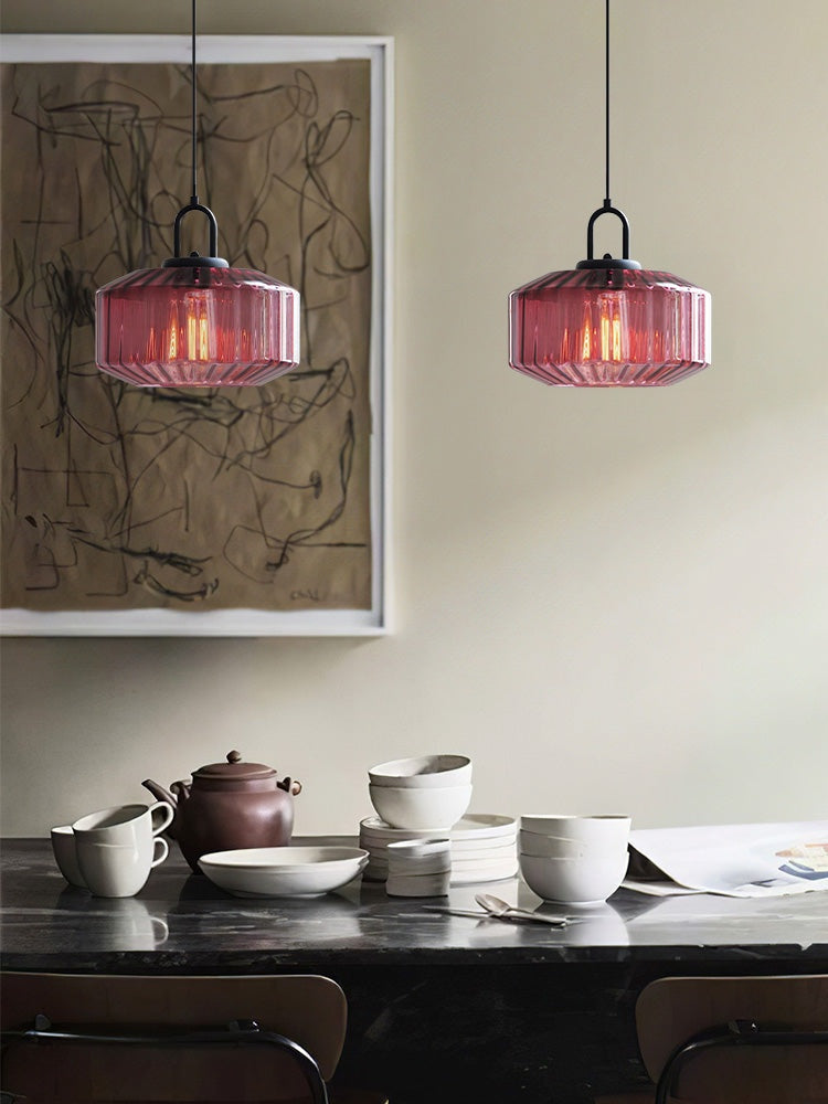 Riva Ribbed Glass Vintage Pendant Light
