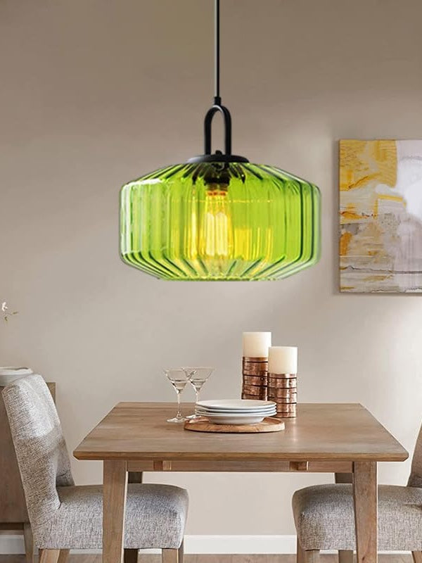 Riva Ribbed Glass Vintage Pendant Light