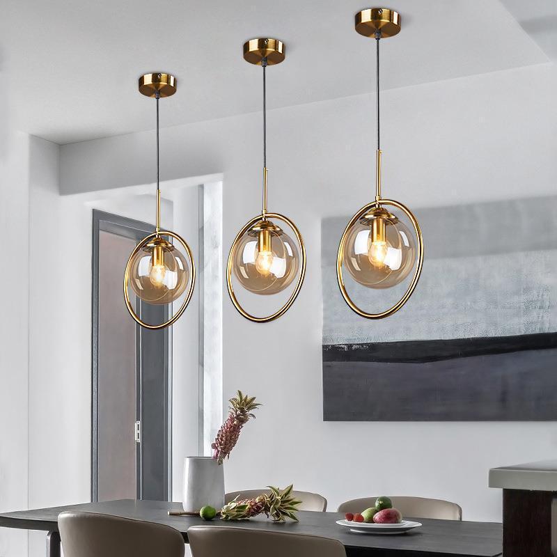 Ana Glass Pendant Light with Metal Ring