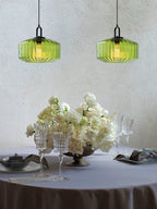 Riva Ribbed Glass Vintage Pendant Light