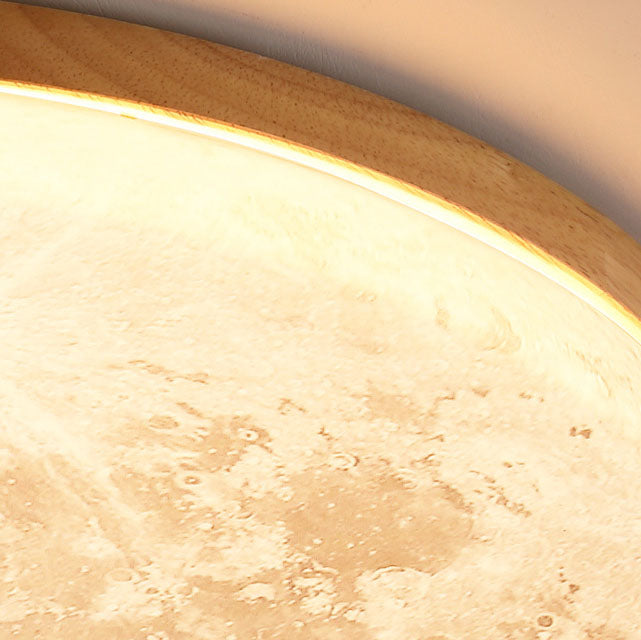 Sable Wood Flush Ceiling Light with Solid Trim