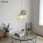 Kaze Japanese Brass Ribbed Cylinder Pendant Light