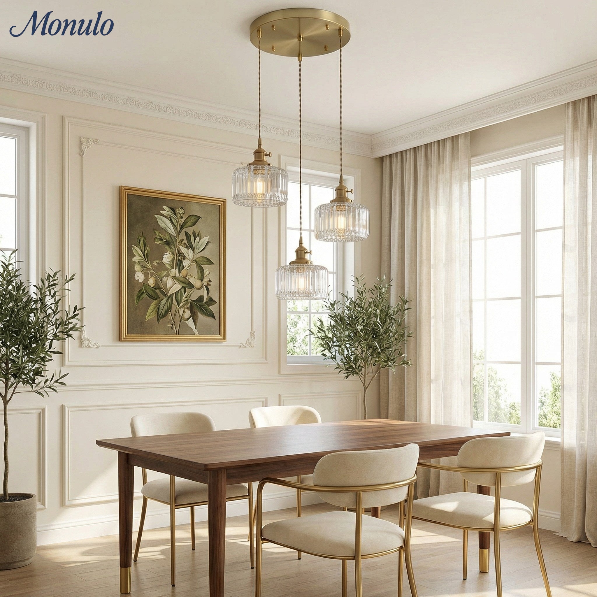 Kaze Japanese Brass Ribbed Cylinder Pendant Light