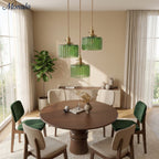 Kaze Japanese Brass Ribbed Cylinder Pendant Light