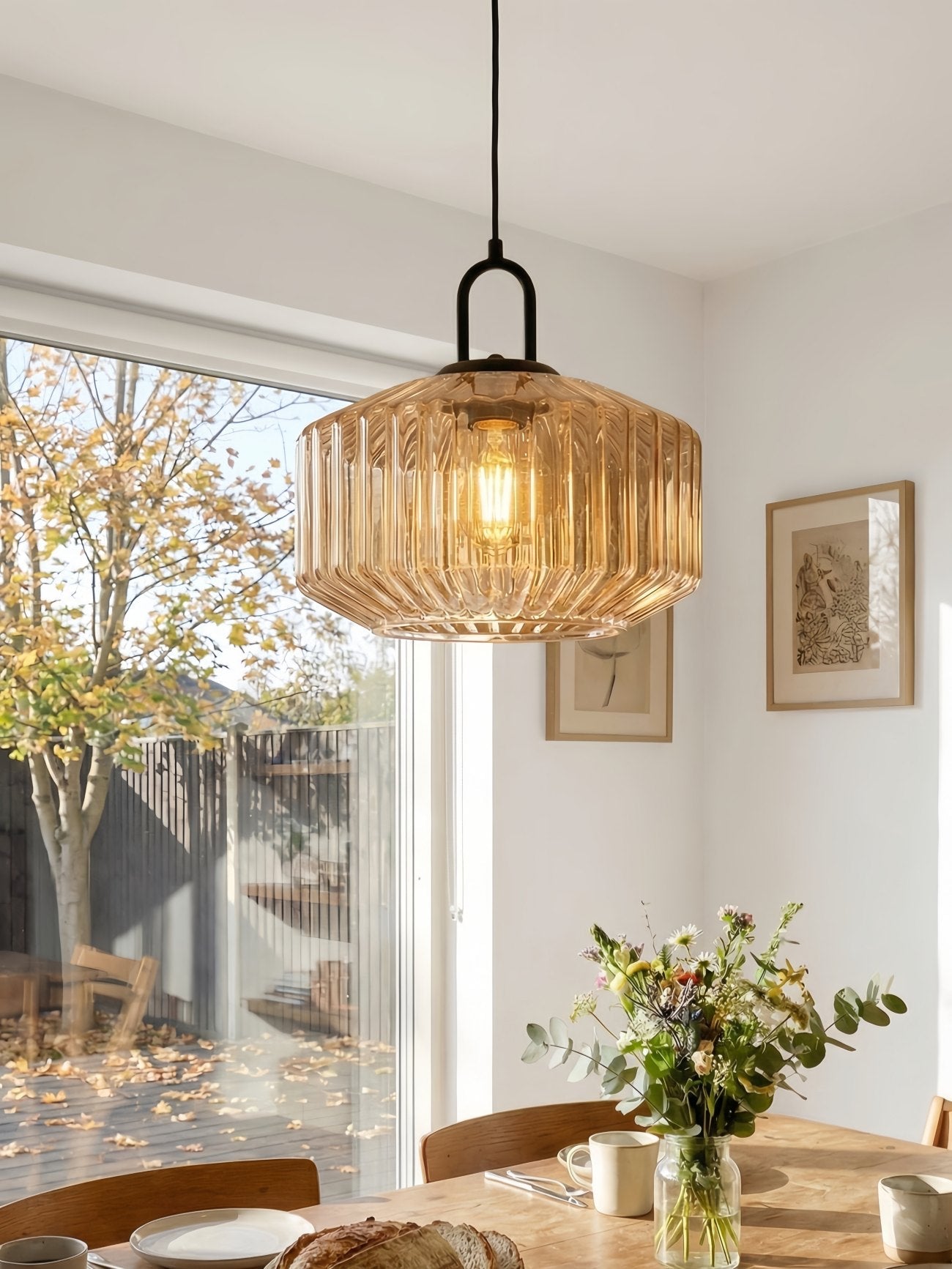 Riva Ribbed Glass Vintage Pendant Light