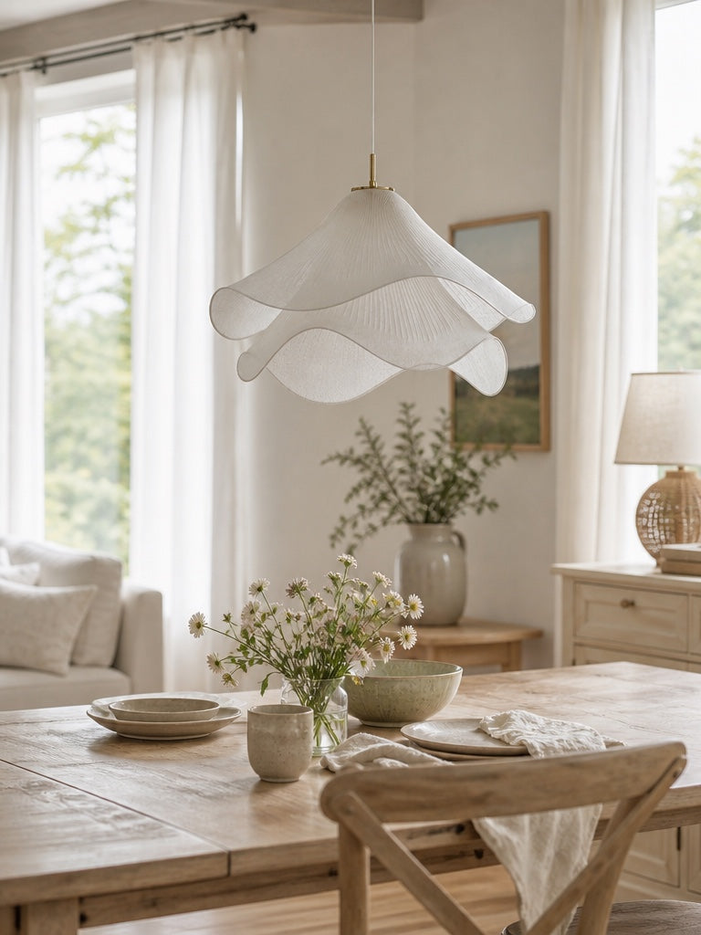 Aria Ethereal Bloom Floral Fabric Pendant Light