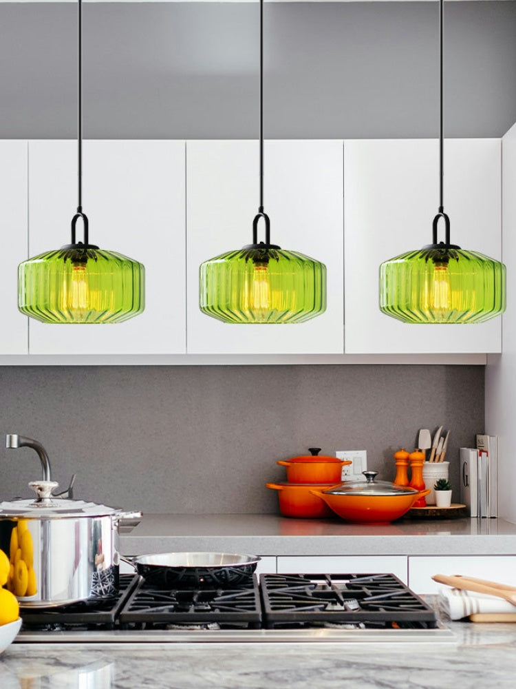 Riva Ribbed Glass Vintage Pendant Light