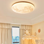 Sable Wood Flush Ceiling Light with Solid Trim
