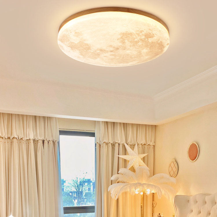 Sable Wood Flush Ceiling Light with Solid Trim