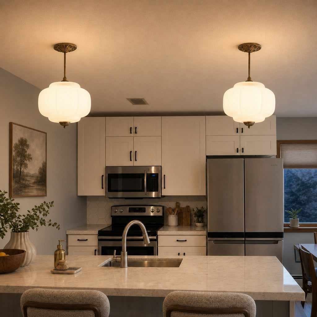 Ella Scallop Milk Glass Flush Mount Light
