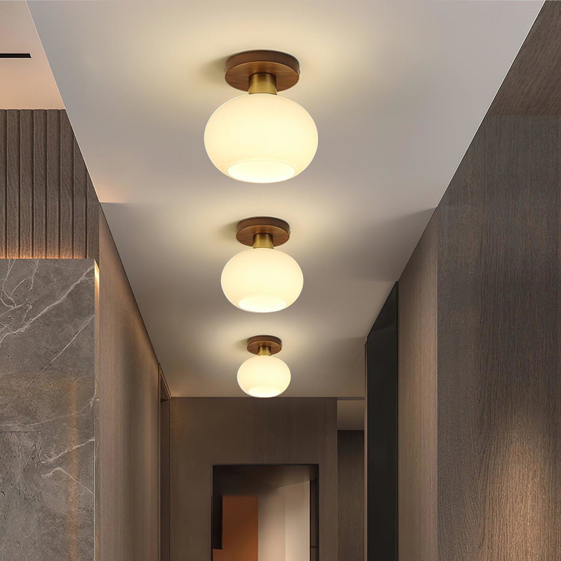 Odessa Solid Wood Semi-Flush Ceiling Light, size comparison
