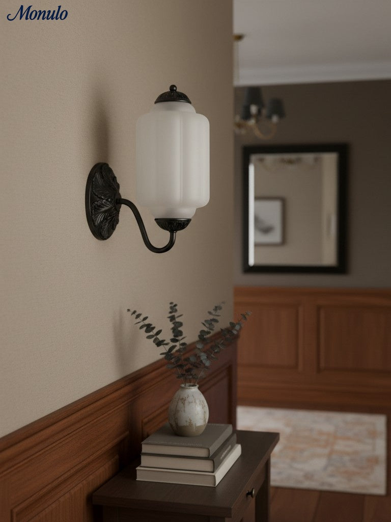 Ella Vintage Milk Glass Wall Sconce